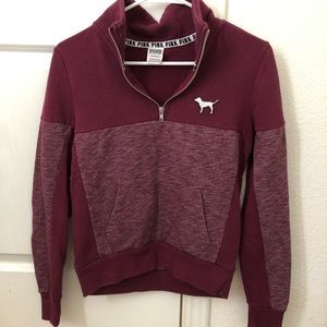 Victoria Secret Pink Maroon Quarter Zip Sweater